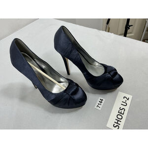 Womans New Just Fabulous Slip On Platform Stiletto Pumps 10 Blue Bow Accent